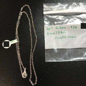 20" 2.2 Mm Sterling Silver Krinkle Chain Necklaces
